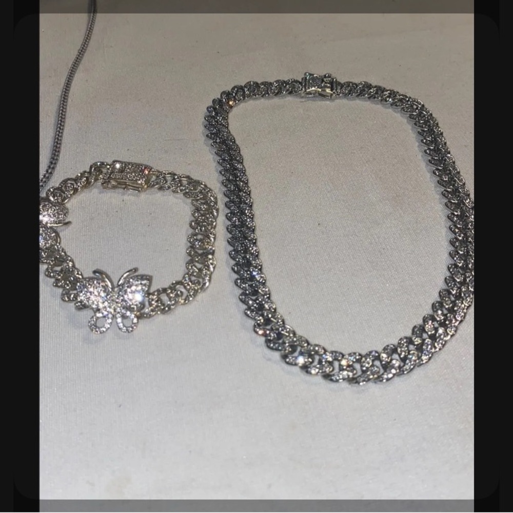 Awesome rhinestone ankle bracelet and necklace chain